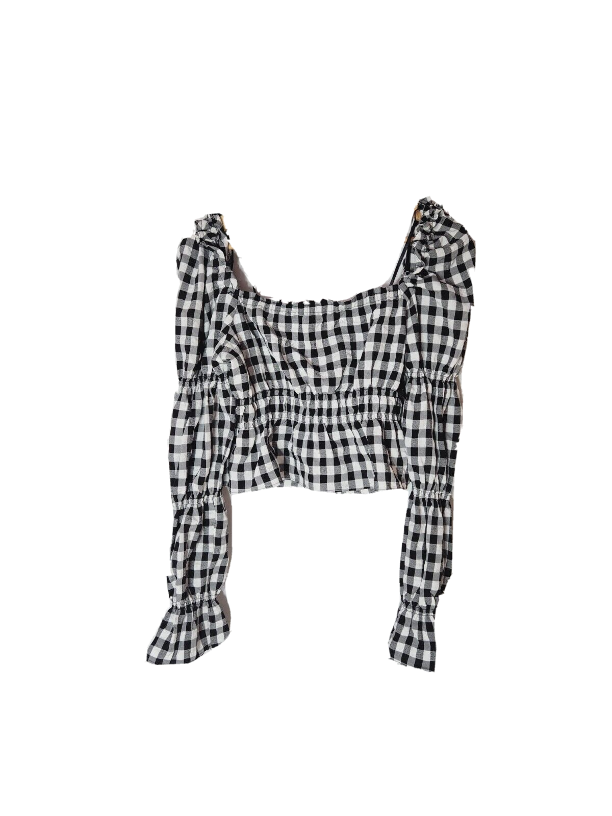 DIVIDED H&M Size S Checkered Long Sleeve Peplum Crop Top – Loved Clothes  First
