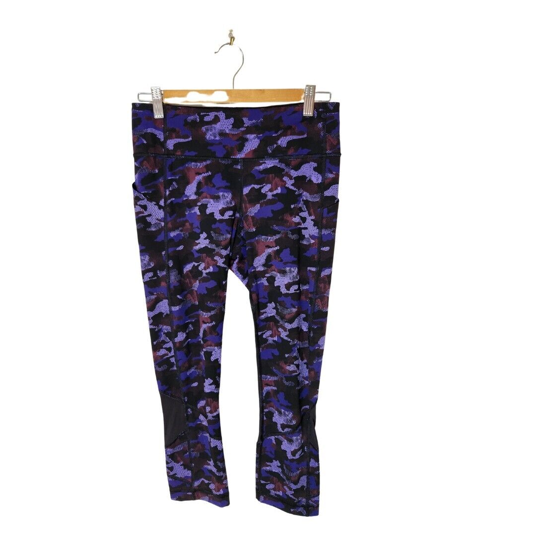 LULULEMON Size 10 US Size 6 Purple Camo Print Pockets Tight